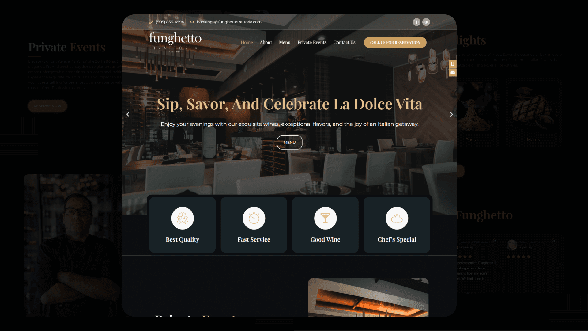 Funghetto Trattoria website screenshot