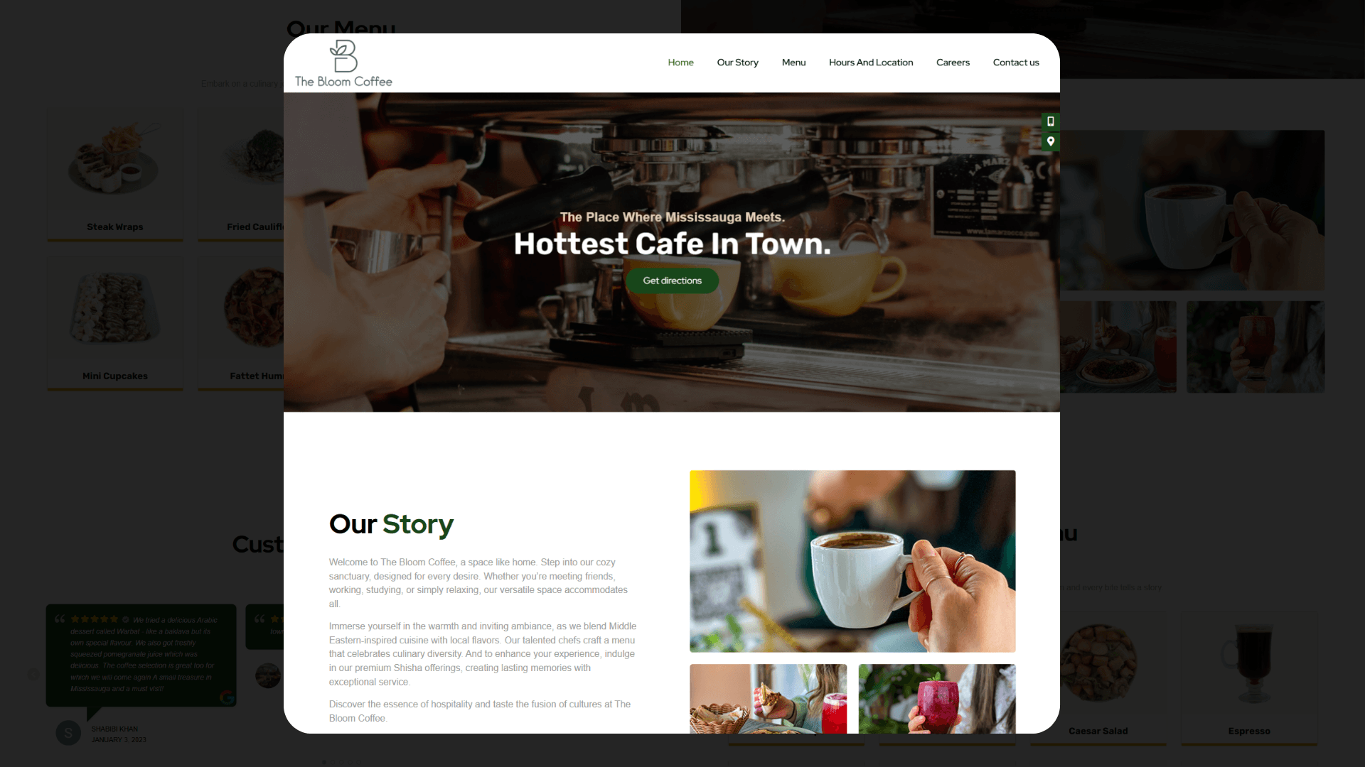 The Bloom Coffee website screenshot