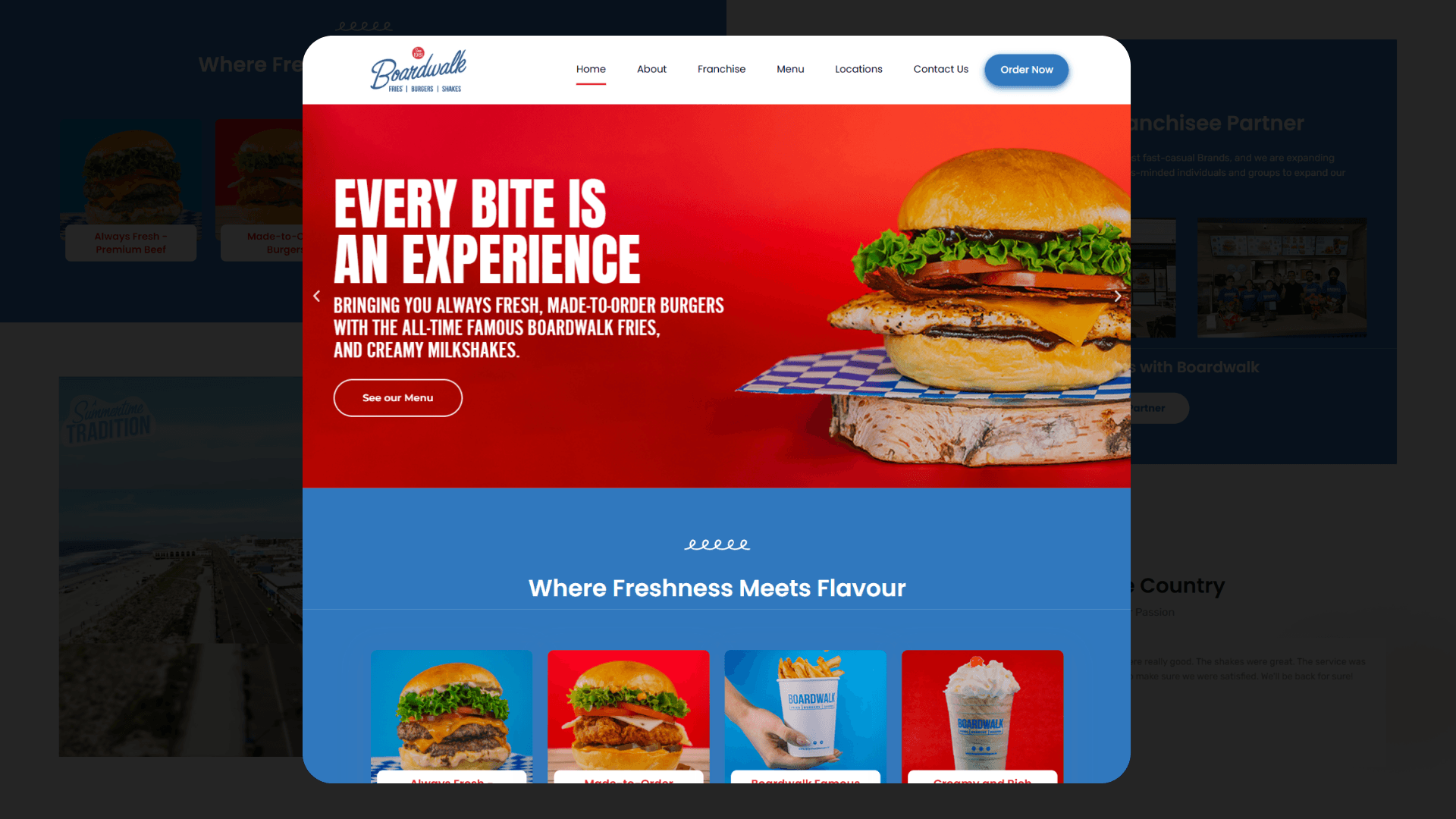 Boardwalk Fries Burgers Shakes website screenshot